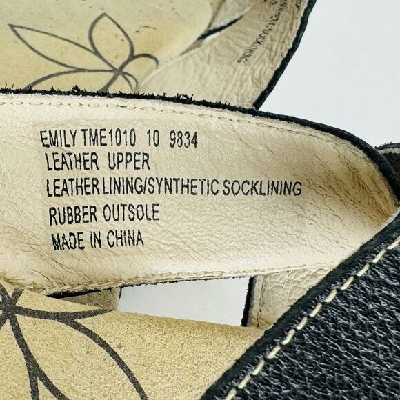 Tara M Emily Womens Sandals Shoes Size 10 Black Leather Adjustable Strap Slip On - Picture 11 of 11